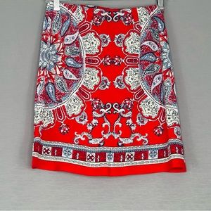 NWT Cato Red White Black Paisley Print Skirt! SZ XS